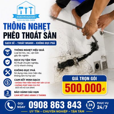 thông nghẹt nước thoát sàn tại đà nẵng